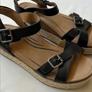 Aetrex Black Buckle Sandals